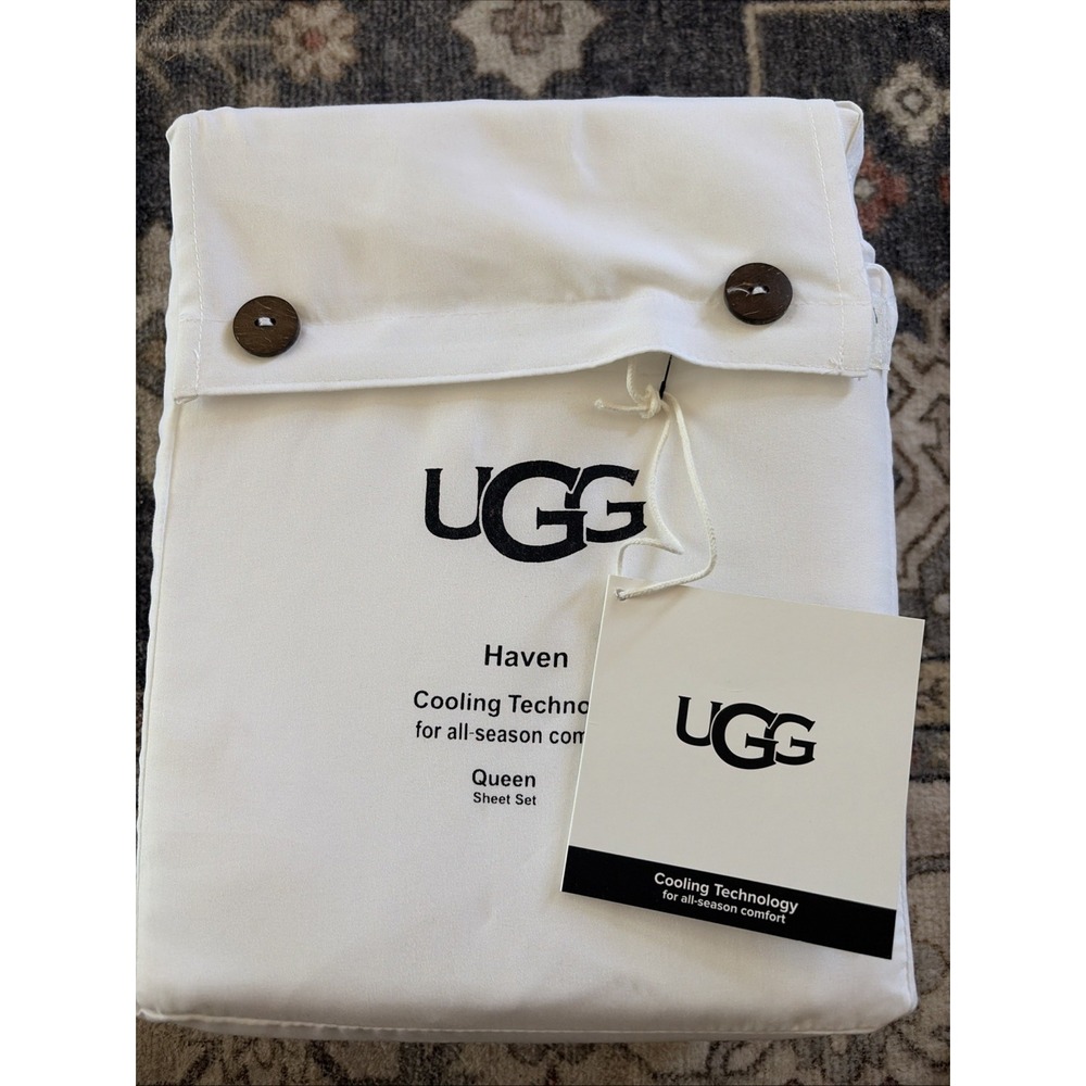 New UGG Haven Queen Sheet Set 4 PCS Cooling Technology Bright White Solid